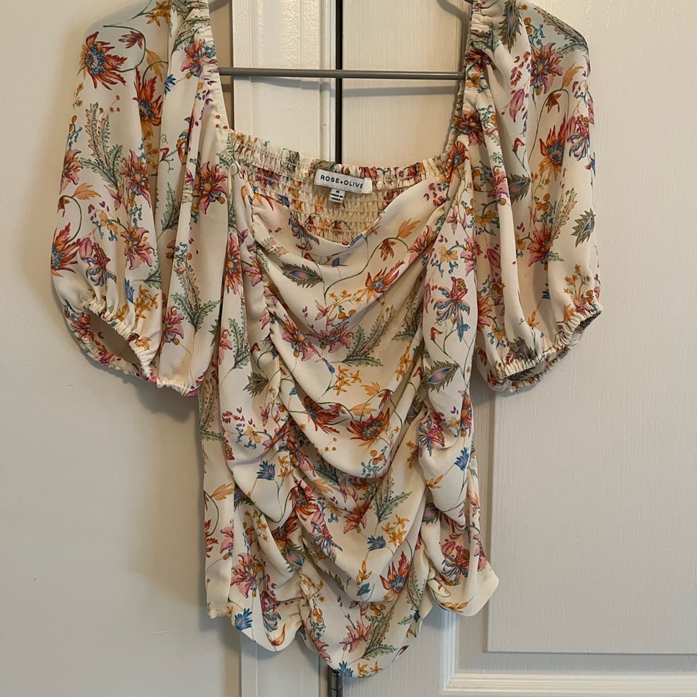 Rose & Olive Cream Floral Blouse